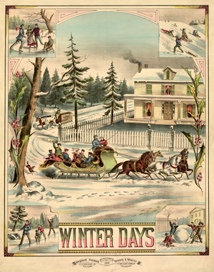 Winter Days Sleigh Rides and Snowball Fights - Vintage Winter Wonderland Print