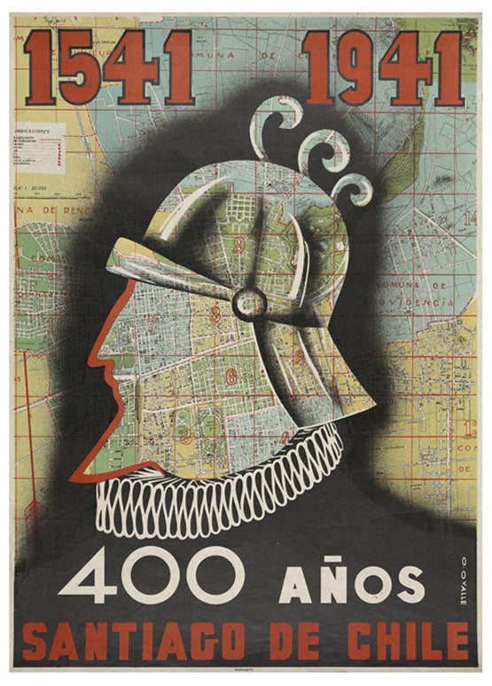 400 Años Santiago de Chile Vintage Travel South America Poster Digital Download