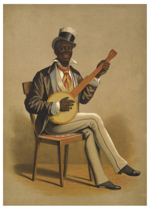 African American Music Banjo Musician Vintage Print