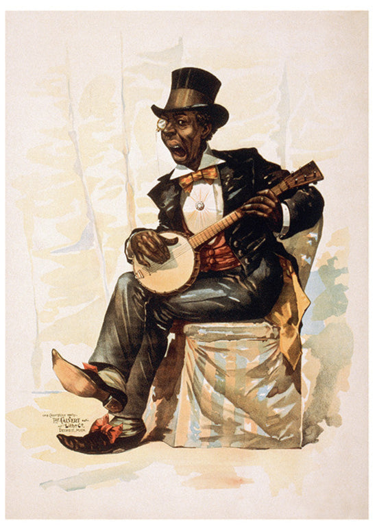 Black American Musician Playing The Banjo Digital Download