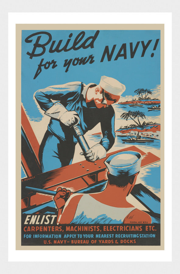 WWI Build For Your Navy Enlistment Poster Digital Download