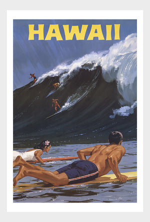 Hawaii Surf's Up Vintage Travel Poster Beach Surfing Waves Digital Download