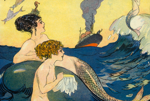 Mermaids Flirting With Ocean Liner Passengers Digital Download