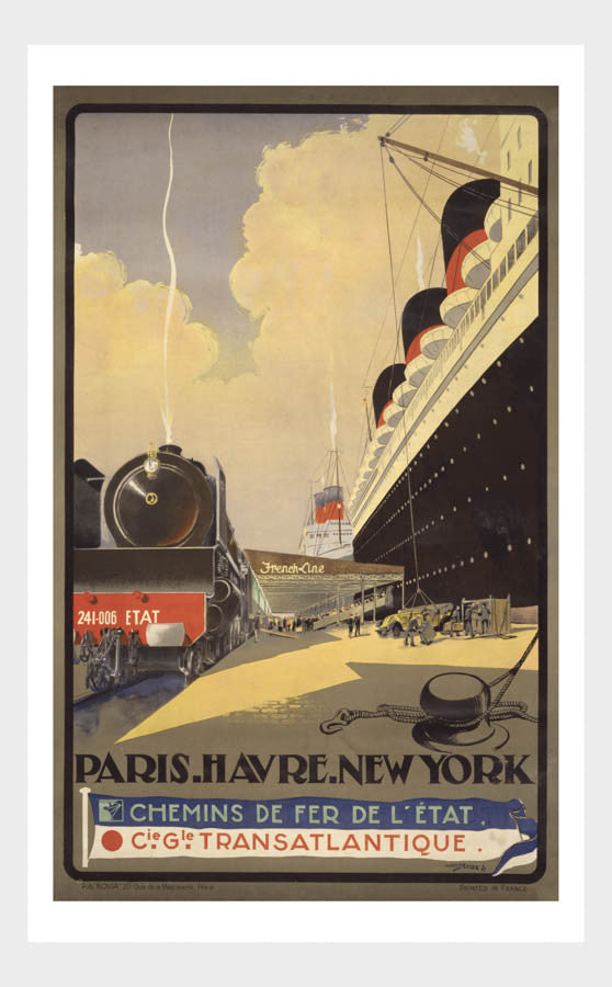 Transatlantique Ocean Liner Paris Harve NewYork Travel Poster Digital Download