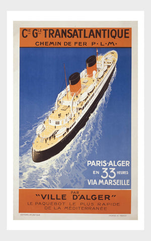 Transatlantique Ocean Liner Vintage Travel Poster Digital Download