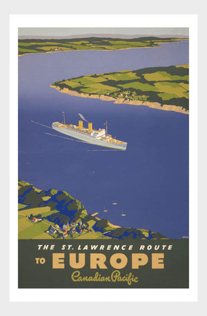 Saint Laurence Route To Europe Canadian Pacific Ocean Liner Travel Poster Digital Download