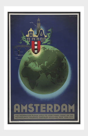 Visit Amsterdam Netherlands Travel Poster Digital Download