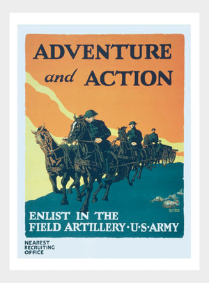 WWI Adventure Action Field Artillery Recruitment Poster Digital Download