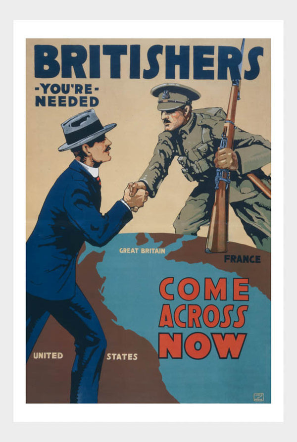 Britishers You're Needed Come Across Now Recruitment Poster Digital Download