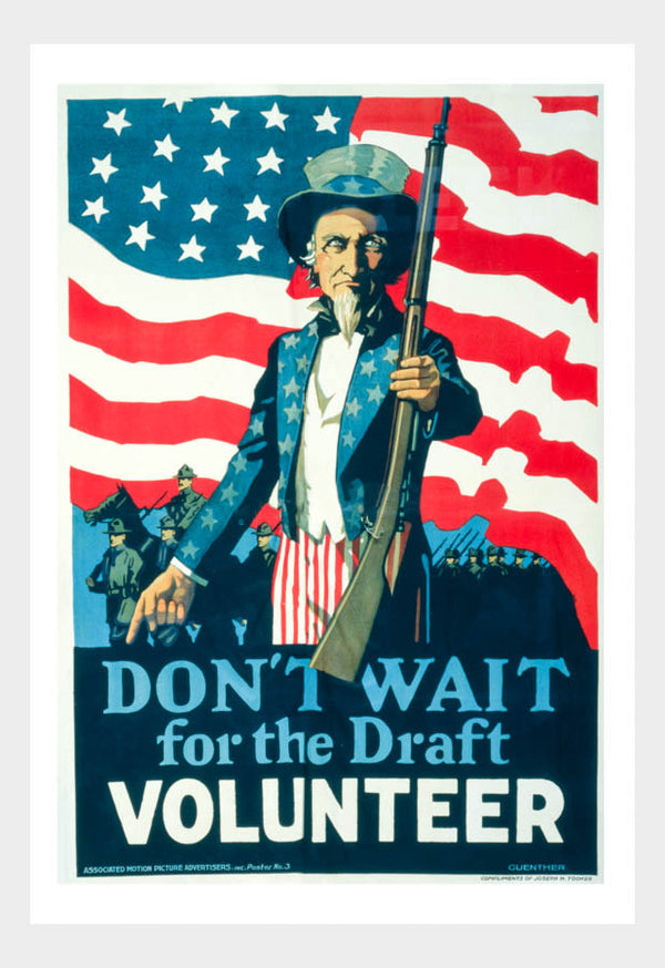 WWI Don't Wait For The Draft Volunteer Recruitment Poster Digital Download