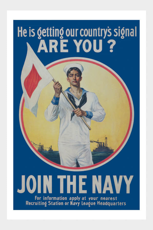 WWI Join The Navy Got The Signal Recruitment War Poster Military Digital Download