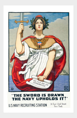 WWI Navy Recruiting Sword Is Drawn War Poster Military Digital Download