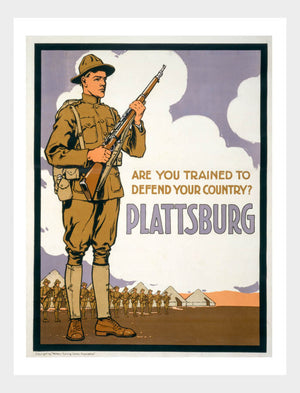 WWI Plattsburg "Are You Trained To Defend Your Country?" War Poster Military Digital Download