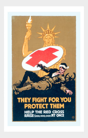 WWI Red Cross "They Fight For You, Protect Them" War Poster Military Digital Download