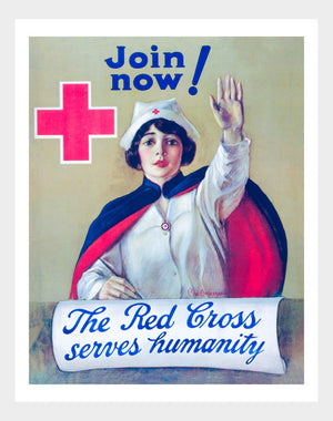 WWI Red Cross Serves Humanity War Poster Military Digital Download