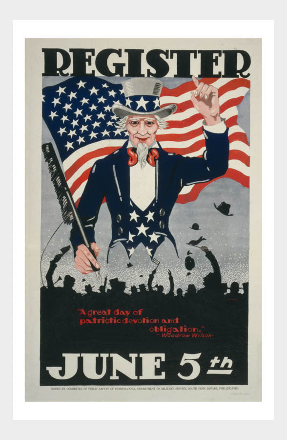 WWI Register June 5th Recruitment War Poster Military Digital Download