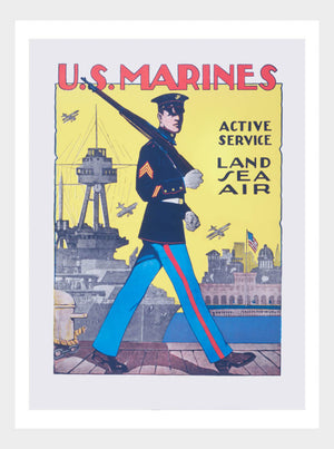 WWI US Marines Active Service Land Sea Air War Poster Military Digital Download