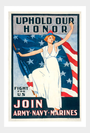 WWI Uphold Our Honor Lady Liberty Recruitment War Poster Military Digital Download