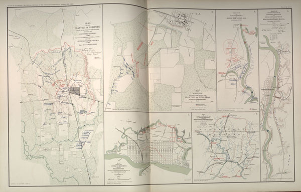 American Civil War Map: "Corinth, Mississippi; Fredericksburg, Virginia; Bayou Fourche, Arkansas ; Wilmington, North Carolina" Digital Download