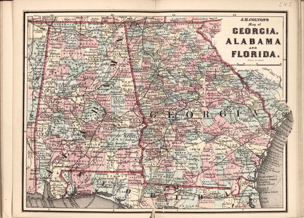 American Civil War Chronological Map: 3/8 Georgia, Alabama and Florida Digital Download