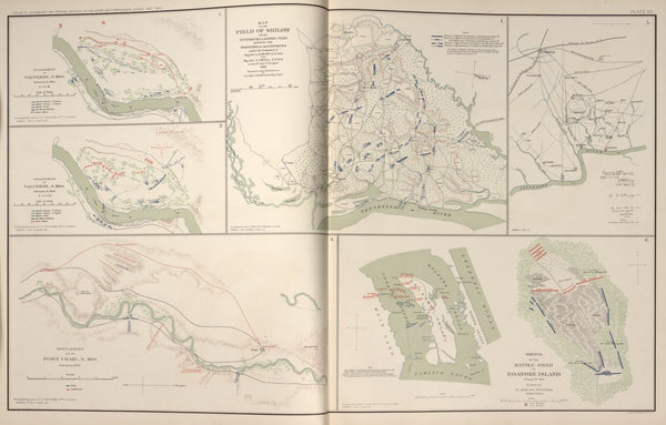 American Civil War Map: "Shiloh, Tennessee; Valverde and Fort Craig, New Mexico; Roanoke Island, Virginia" Digital Download