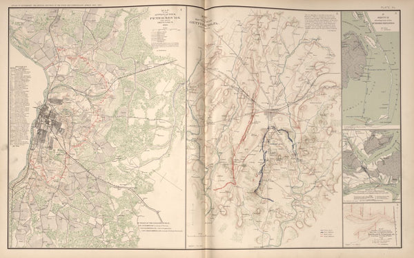 American Civil War Map: "Petersburg, Virginia ; Gettysburg, Pennsylvania; Lovejoy's Station, Georgia; New Berne, North Carolina" Digital Download