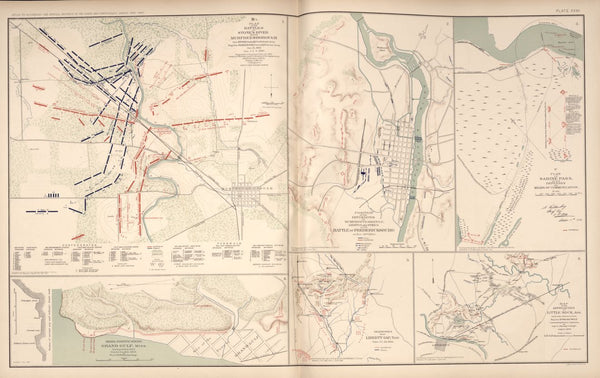 American Civil War Map: "Stone's River, Murfreesborough, Fredericksburg, Sabine Pass, Little Rock, Grand Gulf" Digital Download