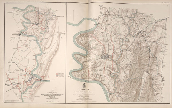 American Civil War Map: "Harper's Ferry, West Virginia; Antietam & Sharpsburg, Maryland" Digital Download