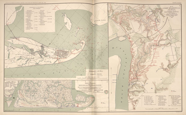 American Civil War Map: "Galveston, Texas; Port Hudson, Louisiana; Charleston, South Carolina" Digital Download