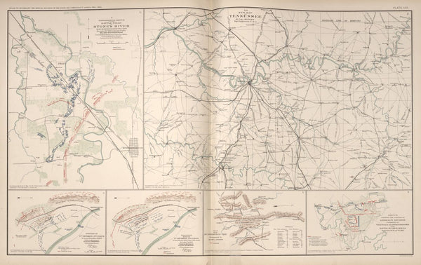 American Civil War Map: "Map of Tennessee; Stone's River, Battle of Chickamauga; Huntersville, West Virginia" Digital Download