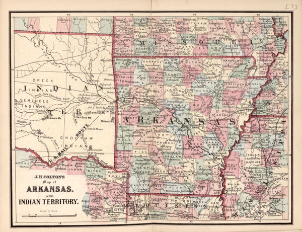 American Civil War Chronological Map: 6/8 State of Arkansas and Indian Territory Digital Download